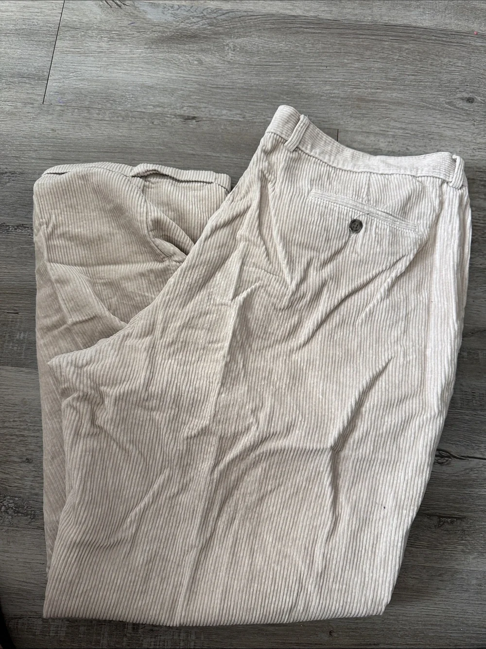 Men's Light Beige Corduroy Pants - Casual Comfort